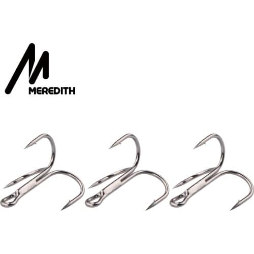 MEREDITH 20pcs/lot 4# 6# 8# Treble Fishing Hooks Carbon Steel Barbed Fishhooks Super Sharp Triple Hooks Sea Tackle Accessories