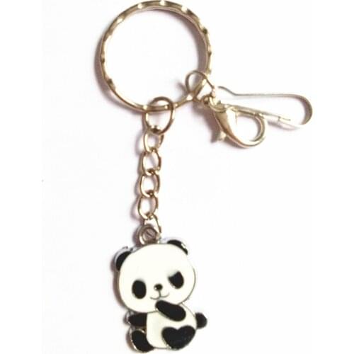 Lovely Panda Key Chain Silver Chain Animal Zinc Alloy Key Ring Mini Pendant Bag Charming Car Holder Personality Gifts