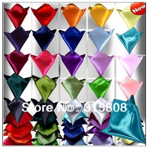 Mens Solid Hanky Silk Satin Pocket Square Hankerchief for Groommen Tie Wedding Party