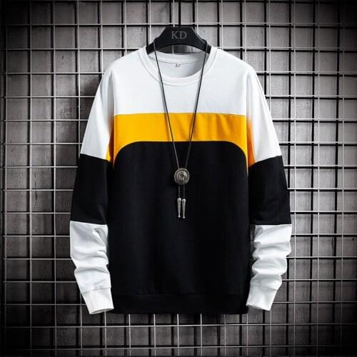 Mens Hoodies 2021 Autumn Streetwear Sweatshirt Fashion Pullover Solid Patchwork Hoodie Casual HipHop Top Clothing Gym Tracksuits