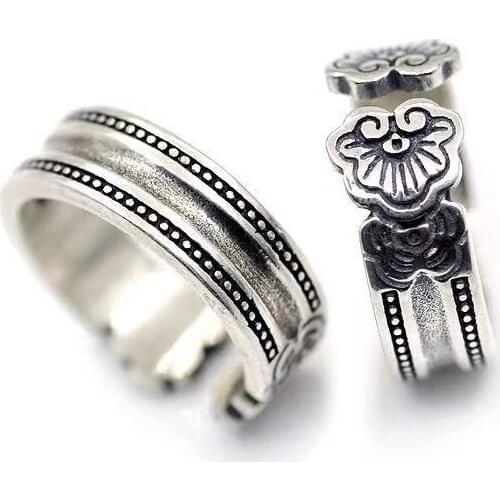 Men Womens Unisex Chinese Style Retro Unique Ruyi Ring Good Luck Wealth Silver Color Ring Jewelry Tourism Souvenir