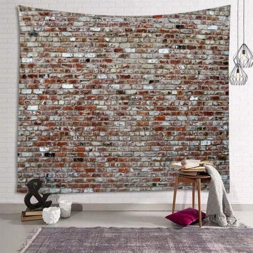 Brick Red Stone Wall Hanging Vintage Tapestry Polyester Print for Livingroom Bedroom Home Dorm Décor