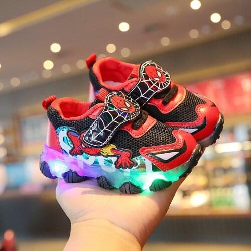 Disney childrens cartoon Mickey Mouse boys and girls non-slip soft sole casual shoes sports shoes light up LED