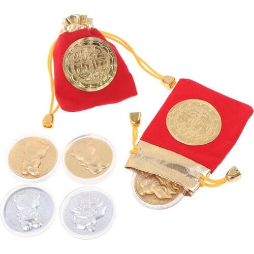 2022 Silver Gold Plated Tiger Original China Zodiac Tiger Coins Decoration Crafts Commemorative Coin Traditional High Quality