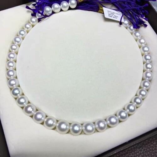 Classic round huge 12-14mm south sea white pearl necklace>>>girls for women jewerly Free shipping