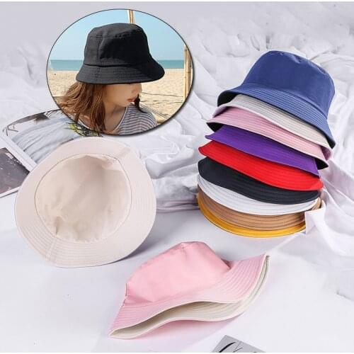 1pc Double Sided Wear Solid Color Sun Hats Men Women Unisex Summer Bucket Cap Hip Hop Hat Fisherman Hat Travel Camping Supplies