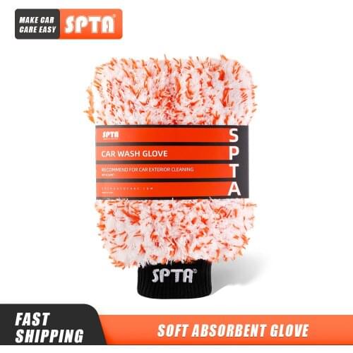 SPTA Soft Absorbancy Glove New Style Microfiber Car Washing Gloves Doubleside Colored Velvet Glove