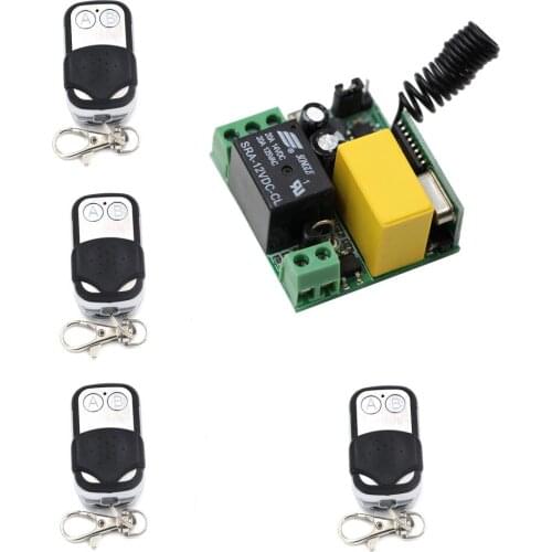 AC220V 1CH Remote Control Switches Lighting LED Lamp ON OFF Remote Controller Receiver 4Transmitter 315/433Mhz Learning Code
