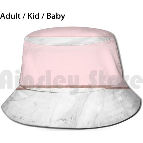Blush Pink Rose Gold Marble Pattern Sun Hat 3219 Bucket Hat Pink Rose Gold Marble Pattern Pink Rosegold