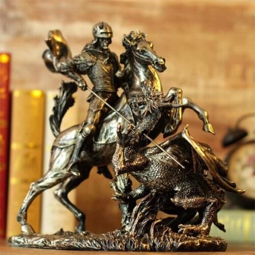 ANCIENT ROMAN KNIGHTS SCULPTURE EUROPEAN RETRO RESIN ORNAMENTS CHARACTER ARMOR WARRIOR STATUE HOME DESKTOP DECORATION FIGURINE