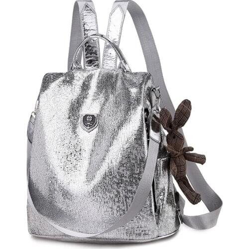 THREEPEAS Women Backpacks PU Leather Anti-Theft Black Backpack Girls School Shoulder Bag