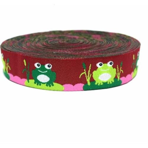 ZERZEEMOOY 5/8" 16MM 10YARD/LOTS Red Frog Jacquard Ribbon Cartoon Ribbon