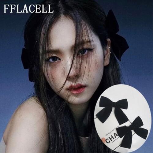 FFLACELL New Korean Retro Elegant Cute Black Bow Velvet Hairpin Kim Ji Soo Hair Clip Hairpin for Women Girls Jewelry Hairpin 1PC