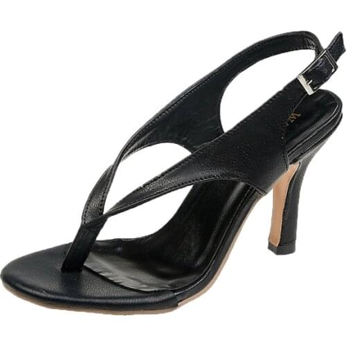 2021 New Lady Summer Slippers Sandals Thin High Heels Solid Sexy Women Shoes Pumps Wine Red Casual Medium Shoes