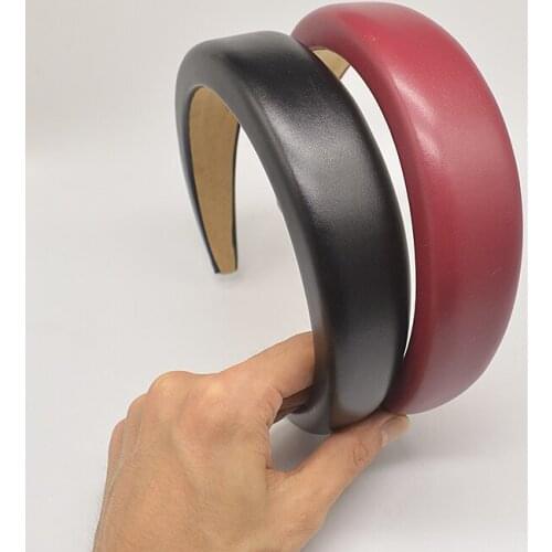 New Thicken Wide Headbands Women PU Leather Sponge Winter Hairbands Girls Vintage Elegant Hair Hoop Headwear Accessories