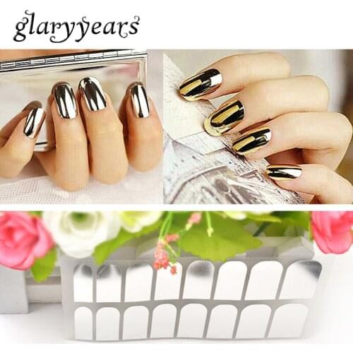 1 Piece Smooth Full Wrap Foil Nail Sticker Gold Silver Metal Patch Armour Decal Beauty Women Nail Art Manicure Tool Professional