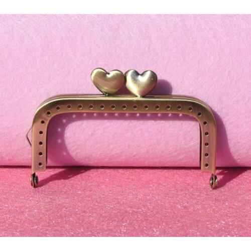 10pcs DIY 8cm Heart-shaped Heart Head Metal Purse Frame Handle for Bag Sewing Craft Tailor Sewer