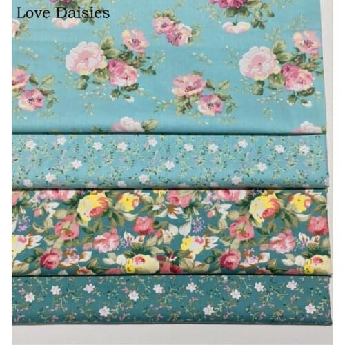 100% cotton GREEN BLUE Elegant Pink Yellow White Small Flower Fabrics DIY for Bedding Apparel Dress Handwork Home Decor Craft