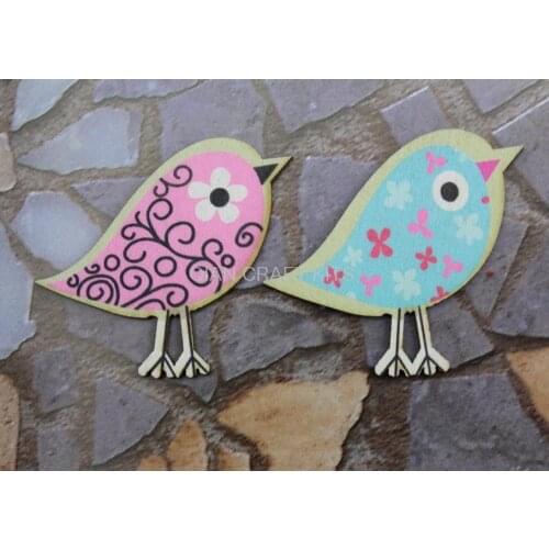 100pcs Large cute bird wooden Cabochons Pendants Wood button for diy jewelry ,scrapbook,bags,crafts 54mm loving birds