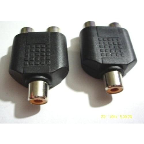 100pcs Dual 2-RCA Female Jack to 1-RCA Female Jack Y Splitter Audio Cable Adapter CONNECTOR New