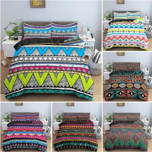 2/3PCS Native Ethnic Geometry Pattern Duvet Cover Set Bohemian Style Quilt Cover Soft Luxury Bedding Set King Queen Size