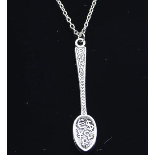 20pcs New Fashion Necklace 57x12mm Monetary symbol Spoon Pendants Short Long Women Men Colar Gift Jewelry Choker