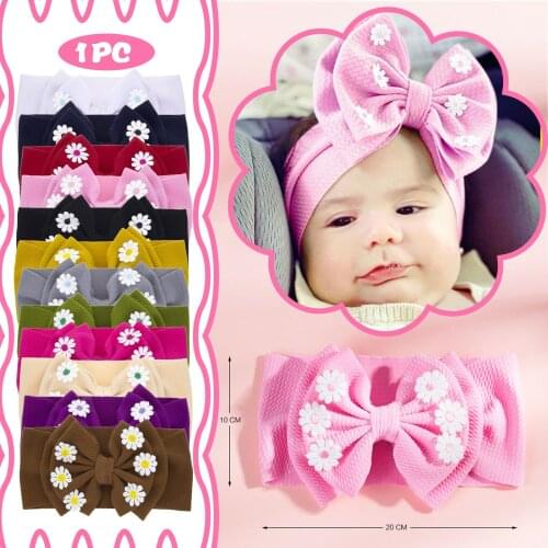 2021 Flower Hair Bands For Children Baby Girls Solid Head Wrap Elastic Floral Bowknot Stretchy Headbands Hat Hair Accessories
