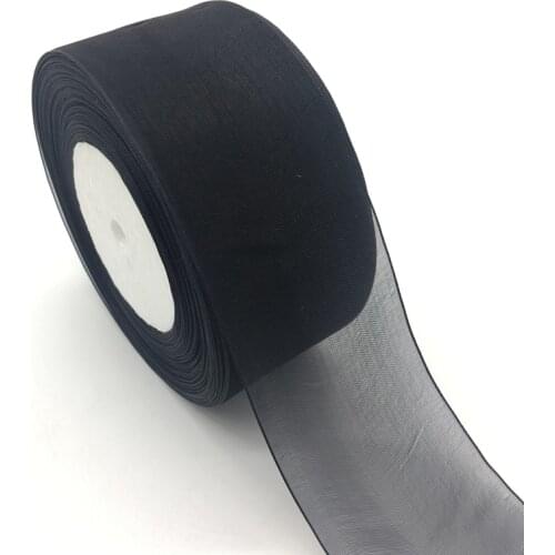 5Yards/lot 2" (50mm) Black Organza Ribbon Bow Hair Wedding Christmas Decoration DIY Lace Crafts Ribbon