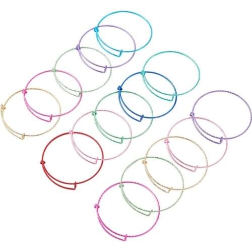 50pcs Iron Bangle Making Torque Bangle Expandable Adjustable Mixed Color for Jewelry Making DIY Craft Accessories 1.5mm