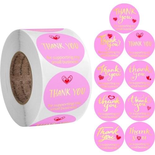 500 Pcs/roll Purple Thank You for Supporting My Small Business Stickers Cute Stickers Seal Labels for Small Shop Gift Decoration