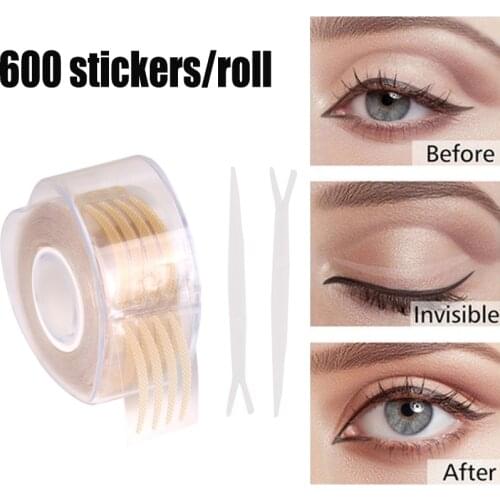600 Stickers/roll Invisible Double Side Adhesive Eyelid Makeup Stickers Transparent Double Eyelid Tapes Cosmetic Make up Tools