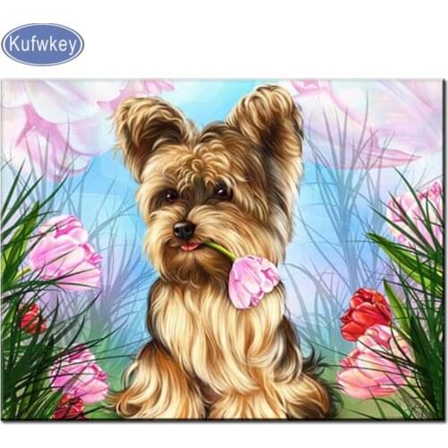 Animal cute pet diamant Embroidery Diamond-Painting Schnauzer dog square Rhinestones Full Drill Pictures Home Decor rose Dog