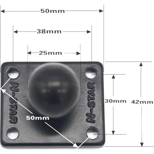 Aluminum Square Mounting Base 1 inch ( 25mm ) Bubber ball compatible for gorpo camera, dslr, for garmin