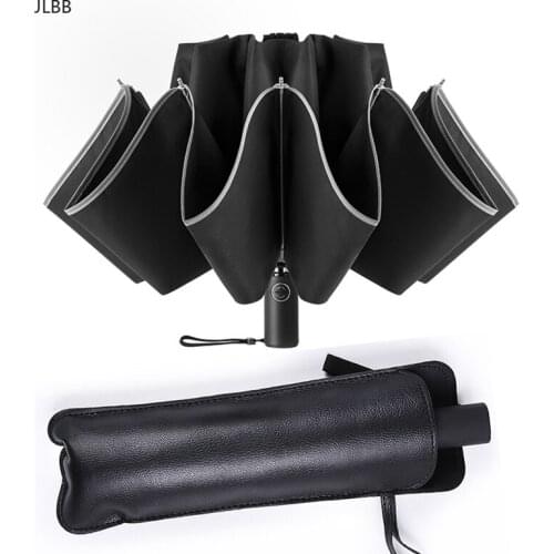 Automatic Umbrella Reverse Folding Business Umbrella With Reflective Strips Umbrellas Rain For Men Women Windproof Male Parasol