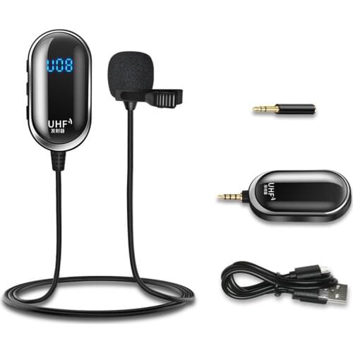 U13 Wireless Lavalier Microphone Portable UHF Wireless Lapel Microphone System Rechargeable Transmitter & Receiver