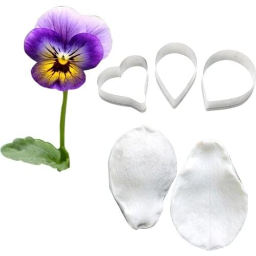 Large Pansy Petal Veiner Silicone Mold Flower Fondant Sugarcraft Gumpaste Metal Mould Cake Decorating tools CS412