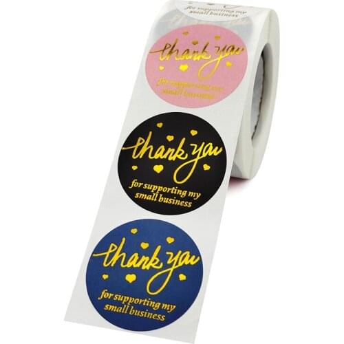 Bronzing Thank You Stickers Roll Colorful 500-Count Stickers Round for Wedding Birthday Party Favor Holiday Celebration GDeals