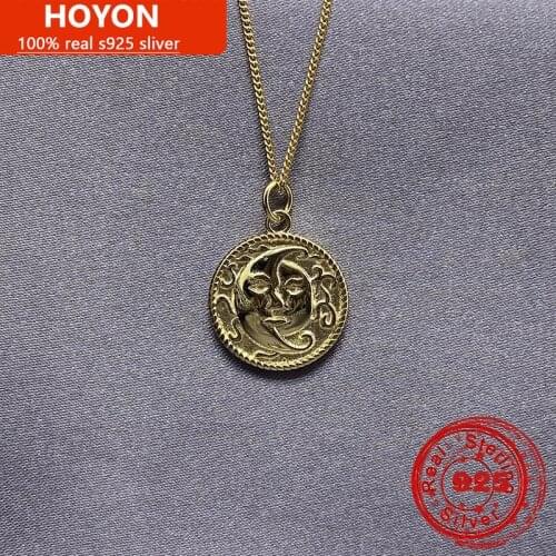Fashion S925 Sterling Silver Pendant Necklace For Women Men Real 925 Silver Yellow Gold Color Clavicle Chain Fine Jewelry Gifts