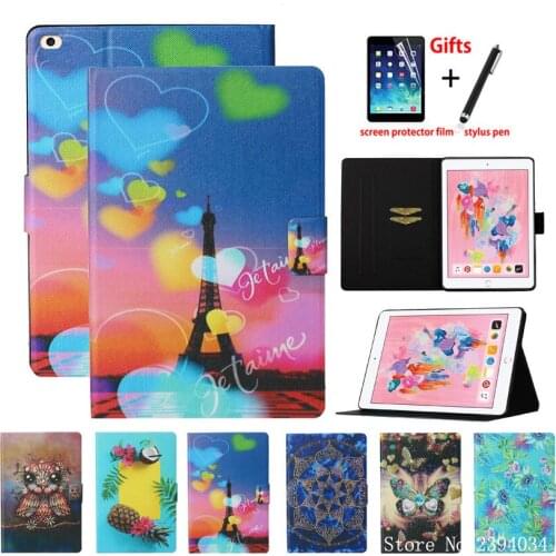 Case For Apple iPad 9.7 2018 2017 6th 5th Generation Cases Cover For iPad Air 2 Funda Fashion Painted TPU PU Leather Stand Capa