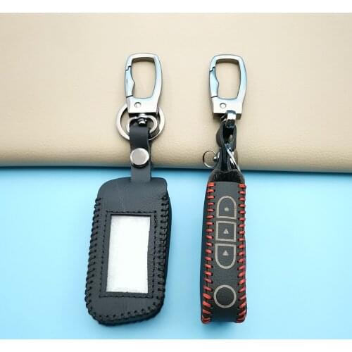 Genuine Leather A93 Car Key Case Cover For Starline A93 A63 A36 A39 Two Way Car Alarm Remote Controller LCD Transmitter Key Chai