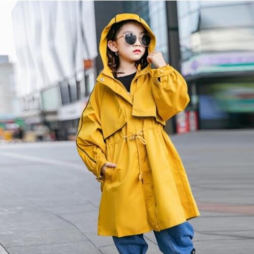 Spring Autumn Girls Jackets Kids Girl Hooded Windbreaker Coat Fashion Solid Children Outerwear Clothing For Teenage Girl Outfits