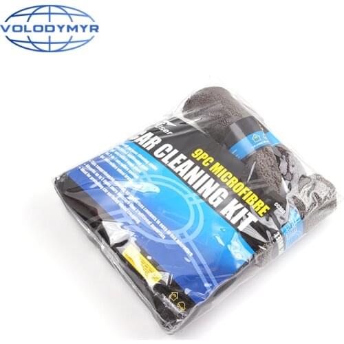 Car Cleaning Tools 9cs Including Wheel Cleaner Tire Brush Wash Mitt Wax Sponge Microfiber Towel for Auto Care Detailing Carwash