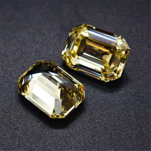Grade AAA Light Yellow Cubic Zirconia Rectangle Faceted Gemstone Asscher Cut Cubic Zirconia 12x16mm C52Z