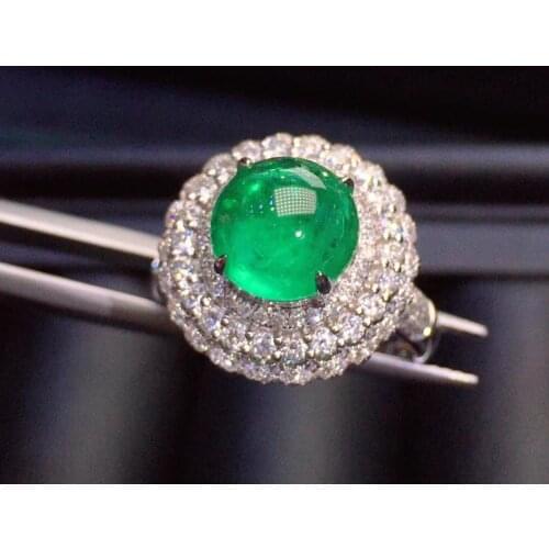 H622 Emerald Ring 2.46ct Pure 18 K Gold Colombia origin Natural Green Emerald Gemstone Diamond Female Rings for women Fine Ring