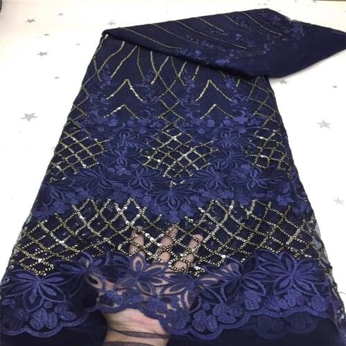 African Lace Fabric 2021 High Quality Lace Royal Blue Nigerian Lace Fabrics for Women French Tulle Lace Fabric For Dress x67-18