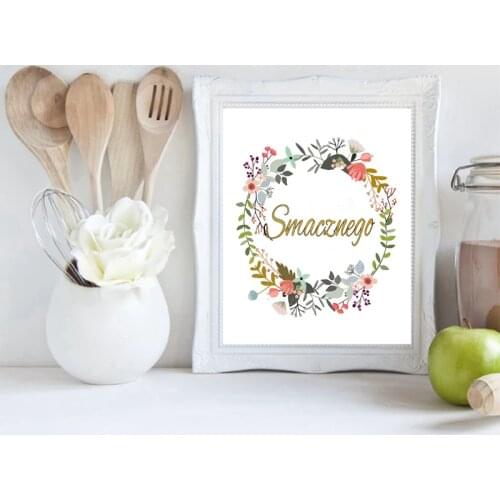 Kitchen Quote Print Poland Wall Art Decor ,Polish Language Folk Art Picture Canvas Painting Kitchen Signs Poster Home Decoration