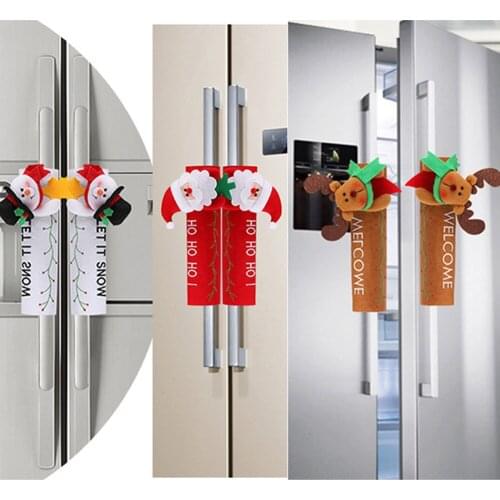 Fashion Cute Christmas Santa Claus Deer Snowman Refrigerator Arm Cover Door Knob Covers