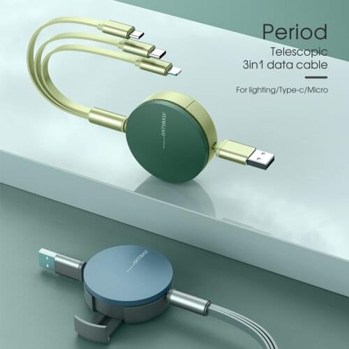 Oatsbasf 3 in 1 Fast Charging Cable Telescopic Lightning Micro Usb Type-c Date Line With Phone Holder For iPhone Huawei OPPO