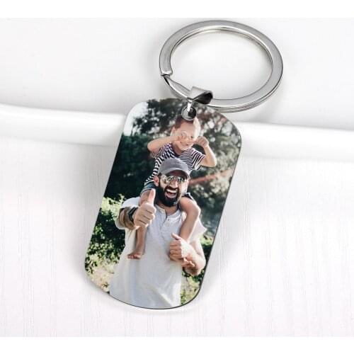 Personalized Photo Keychain Engraved Stainless Steel Custom DIY Dog Tag Photograph Key Chain Anniversary ,Fathers Day Gifts