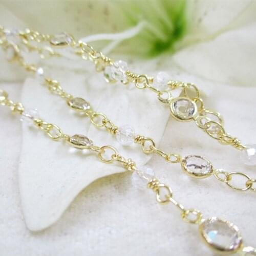 K color Gold filledWinding woven Czech bead cut crystal Zircon handmade Chains for making jewelry accessories 2-4mm 1meter
